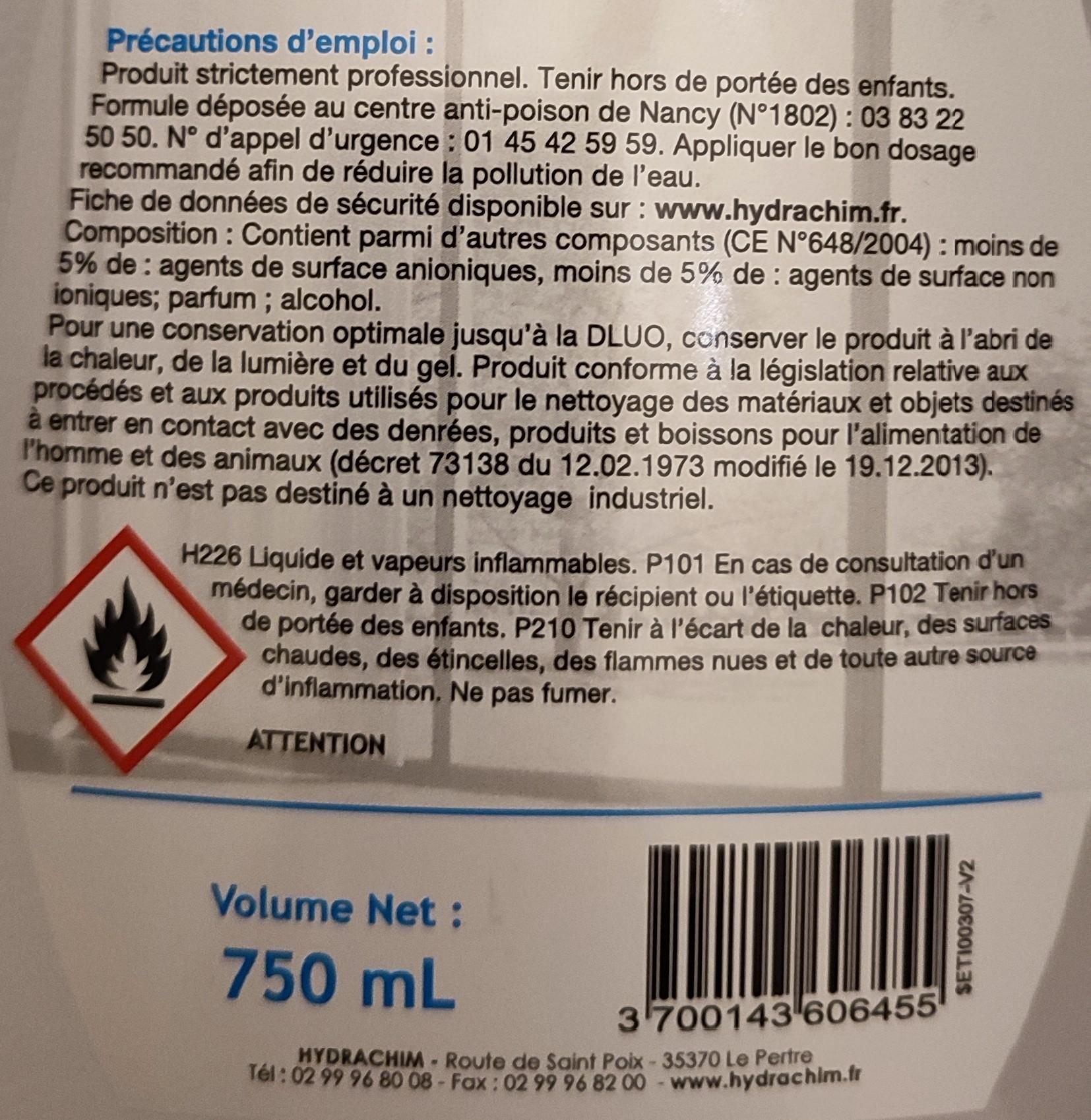 Composants spray idegreen 750 ml 2022